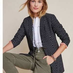 NWT By Anthropologie Filipa Blazer Black White size Medium